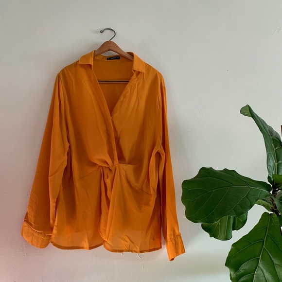 ⚡️LAST CHANCE! SHEIN 2XL Orange Knot Detail Blouse - Picture 7 of 8